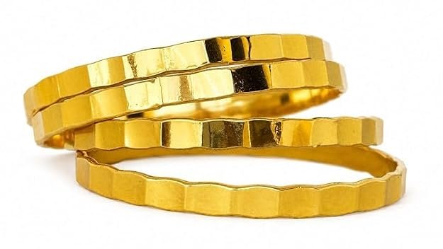 23.5K Gold Plated Plain Patli Bangles Set for Women | 5mm Traditional Ethnic Bangles | Lightweight Daily Wear Jewellery | Wedding, Festive, Party & Occasion Wear Gold Tone Bangles - Handcrafted Jewellery by Xperts Creations