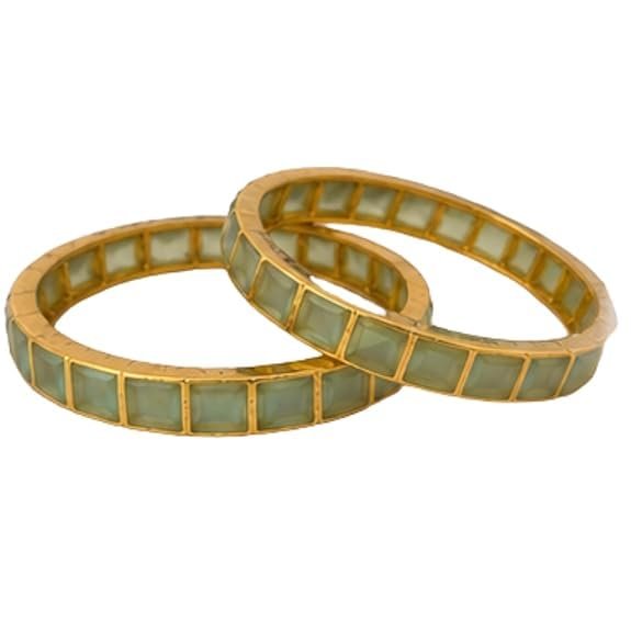 old Plated Plain Bangles Set for Women | Traditional Ethnic Kada Bangles | Elegant Square Stone Design | Wedding, Festive, Party & Daily Wear Jewellery - Handcrafted Jewellery by Xperts Creations
