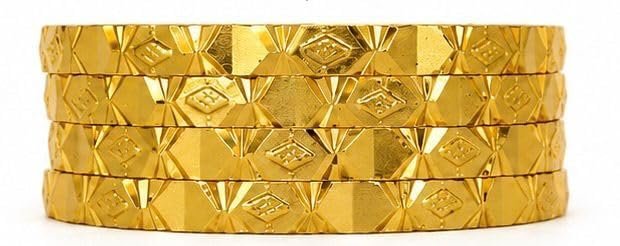 Gold Plated Diamond Pattern Patli Bangles for Women | 5MM Traditional Ethnic Bangle Set | Textured Geometric Design Fashion Jewellery for Wedding, Festive & Daily Wear - Handcrafted Jewellery by Xperts Creations