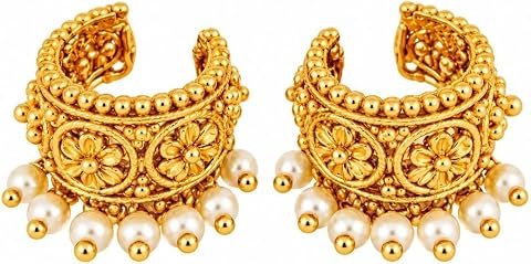 Xpertscreations Traditional Bugadi Earrings for Women | Gold-Toned Floral Filigree Hoop Earrings with Pearl Beads | Maharashtrian Ethnic Jewellery... - Handcrafted Jewellery by Xperts Creations