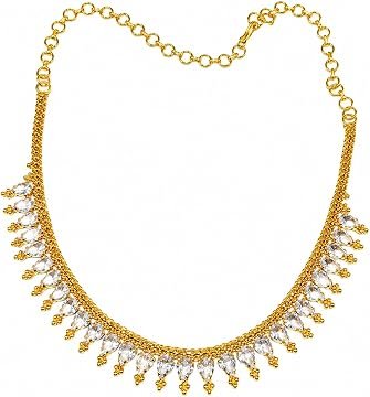 Gold Finish Necklace for Women | White Teardrop Stone Statement Necklace | Traditional & Contemporary Ethnic Fashion Jewellery - Handcrafted Jewellery by Xperts Creations