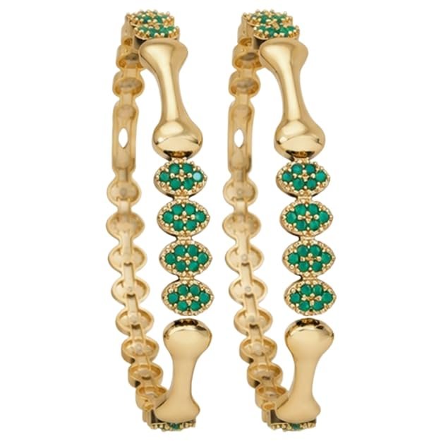 Gold Plated Open Cuff Kada for Women | Floral Stone Studded Traditional Bangle | Pink/Green Stone Ethnic Jewellery for Wedding, Festive, Party & Daily Occassion - Handcrafted Jewellery by Xperts Creations