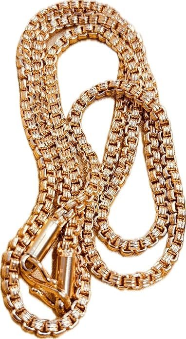 Gold Tone Box Chain Necklace for Men & Women | Wide Woven Mesh Chain Design with Barrel Clasp | Fashion Jewellery for Daily Wear & Layering - Handcrafted Jewellery by Xperts Creations