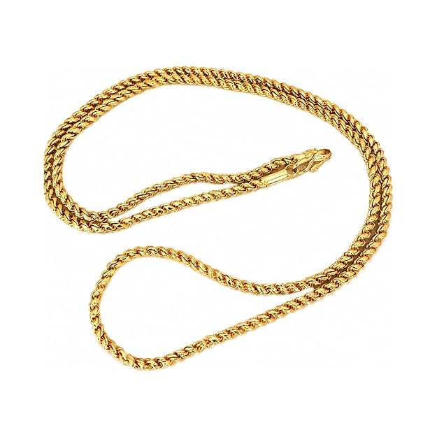 Gold Plated Rope Chain Necklace for Men & Women | Twisted Rope Link Design | S Hook Clasp Closure | Fashion Jewellery Chain for Daily Wear & Traditional Outfits - Handcrafted Jewellery by Xperts Creations