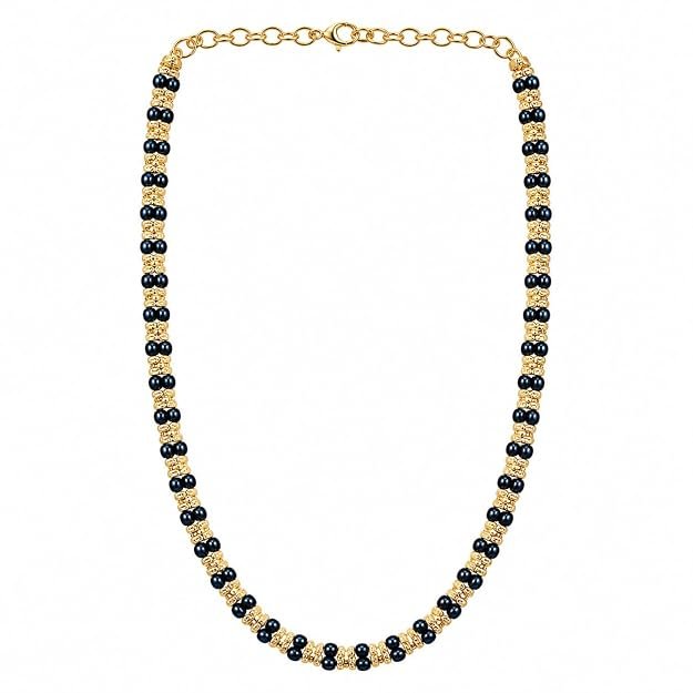 Jade Bead Necklace for Women | Gold Plated Traditional Mangalsutra Style Chain | Ethnic Daily Wear Jewellery Necklace with Adjustable Chain - Handcrafted Jewellery by Xperts Creations